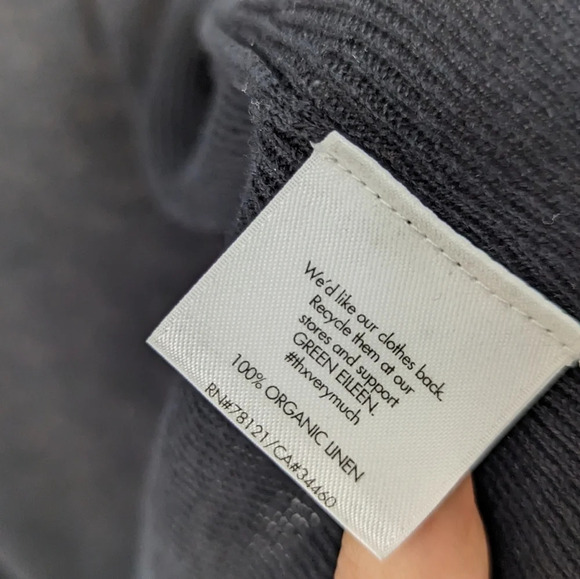 Eileen Fisher S 100% Organic Linen Draped Open Front Knit Cardigan Sweater Top - Picture 6 of 7